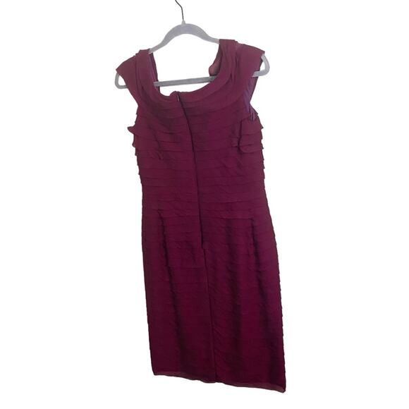 Tadashi Collection Purple Silk Ruched Pleated Dress Size 10 - Picture 4 of 5